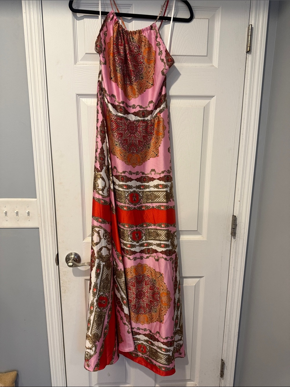 Aakaa Pink and Red Paisley Maxi Dress